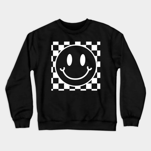 White Preppy Smiley Face Crewneck Sweatshirt by Taylor Thompson Art